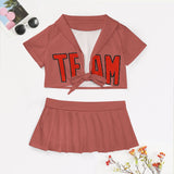 Custom Copper Rose Orange Red Cheerleading Uniform Set