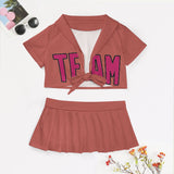 Custom Copper Rose Pink Cheerleading Uniform Set