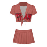 Custom Copper Rose Red Cheerleading Uniform Set