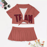 Custom Copper Rose Crimson Red Cheerleading Uniform Set