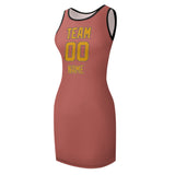 Custom Copper Rose Yellow Sleeveless Vest Dress