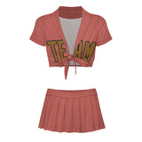 Custom Copper Rose Khaki Cheerleading Uniform Set