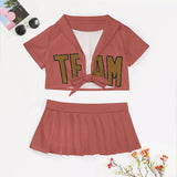 Custom Copper Rose Khaki Cheerleading Uniform Set