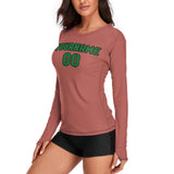 Custom Copper Rose Emerald Green Women's Long-Sleeve Shirt