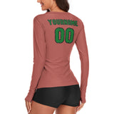 Custom Copper Rose Emerald Green Women's Long-Sleeve Shirt