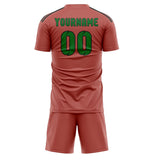 Custom Copper Rose Emerald Green Soccer Jersey