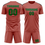 Custom Copper Rose Emerald Green Soccer Jersey
