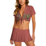 Custom Copper Rose Light Khaki Cheerleading Uniform Set