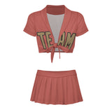 Custom Copper Rose Light Khaki Cheerleading Uniform Set