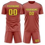 Custom Copper Rose Light Yellow Soccer Jersey