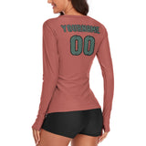 Custom Copper Rose Blue Green Women's Long-Sleeve Shirt