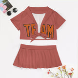 Custom Copper Rose Orange Cheerleading Uniform Set