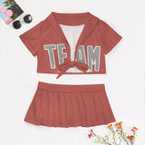 Custom Copper Rose Gray Cheerleading Uniform Set