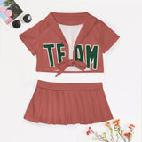 Custom Copper Rose Green Cheerleading Uniform Set