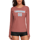 Custom Copper Rose Light Blue Women's Long-Sleeve Shirt