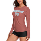 Custom Copper Rose Light Blue Women's Long-Sleeve Shirt