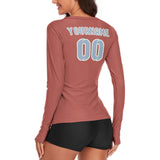 Custom Copper Rose Light Blue Women's Long-Sleeve Shirt
