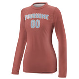 Custom Copper Rose Light Blue Women's Long-Sleeve Shirt
