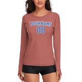 Custom Copper Rose Sky Blue Women's Long-Sleeve Shirt