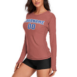 Custom Copper Rose Sky Blue Women's Long-Sleeve Shirt
