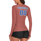 Custom Copper Rose Sky Blue Women's Long-Sleeve Shirt