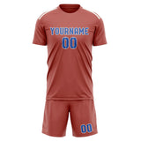 Custom Copper Rose Sky Blue Soccer Jersey