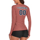 Custom Copper Rose Blue Women's Long-Sleeve Shirt