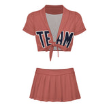 Custom Copper Rose Navy Cheerleading Uniform Set