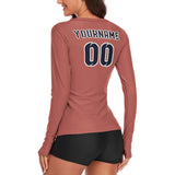 Custom Copper Rose Navy Women's Long-Sleeve Shirt