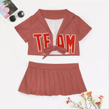 Custom Copper Rose Orange Red Cheerleading Uniform Set