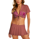 Custom Copper Rose Pink Cheerleading Uniform Set
