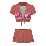 Custom Copper Rose Pink Cheerleading Uniform Set