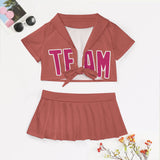 Custom Copper Rose Pink Cheerleading Uniform Set