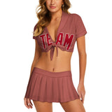 Custom Copper Rose Red Cheerleading Uniform Set