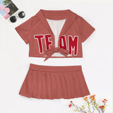Custom Copper Rose Red Cheerleading Uniform Set