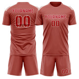 Custom Copper Rose Red Soccer Jersey