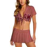 Custom Copper Rose Crimson Red Cheerleading Uniform Set