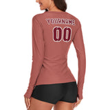 Custom Copper Rose Crimson Red Women's Long-Sleeve Shirt