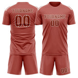 Custom Copper Rose Coral Red Soccer Jersey