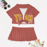 Custom Copper Rose Yellow Cheerleading Uniform Set