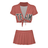 Custom Copper Rose Dark Grey Cheerleading Uniform Set