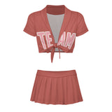 Custom Copper Rose Light Pink Cheerleading Uniform Set