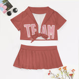 Custom Copper Rose Light Pink Cheerleading Uniform Set
