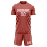 Custom Copper Rose Light Pink Soccer Jersey
