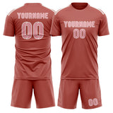Custom Copper Rose Light Pink Soccer Jersey