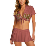 Custom Copper Rose Khaki Cheerleading Uniform Set