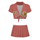 Custom Copper Rose Khaki Cheerleading Uniform Set