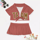 Custom Copper Rose Khaki Cheerleading Uniform Set