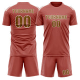 Custom Copper Rose Khaki Soccer Jersey