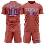 Custom Copper Rose Light Purple Soccer Jersey